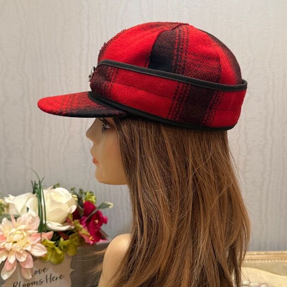 Stormy Kromer Red & Black Plaid Wool Blend Cap Hat Metal Hardware Sz 6 7/8 main image 13